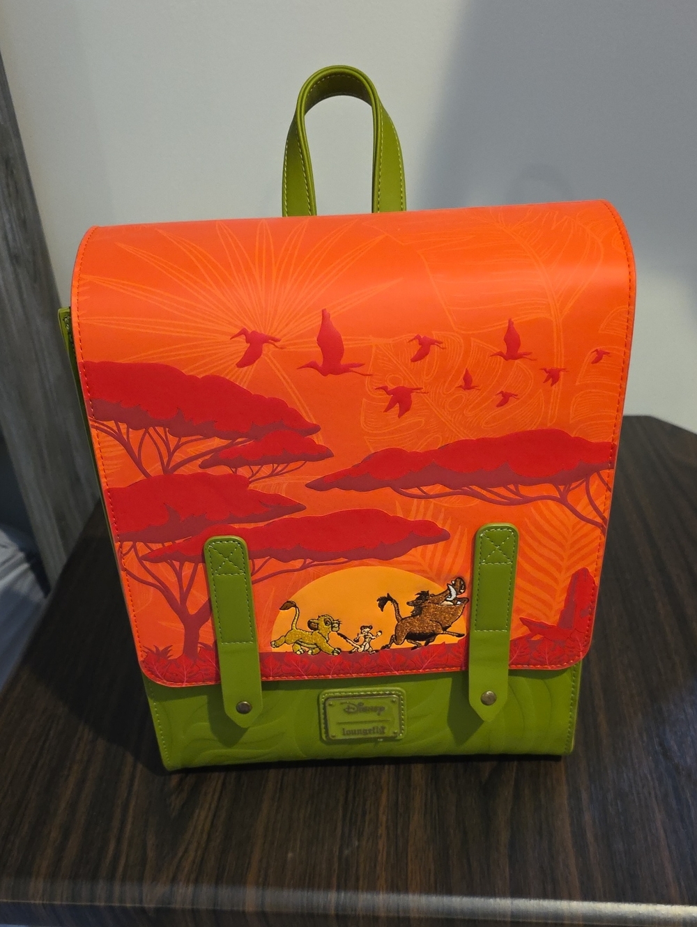 Loungefly Disney Lion King Orange and Green Men's Backpack with Sunset Graphic